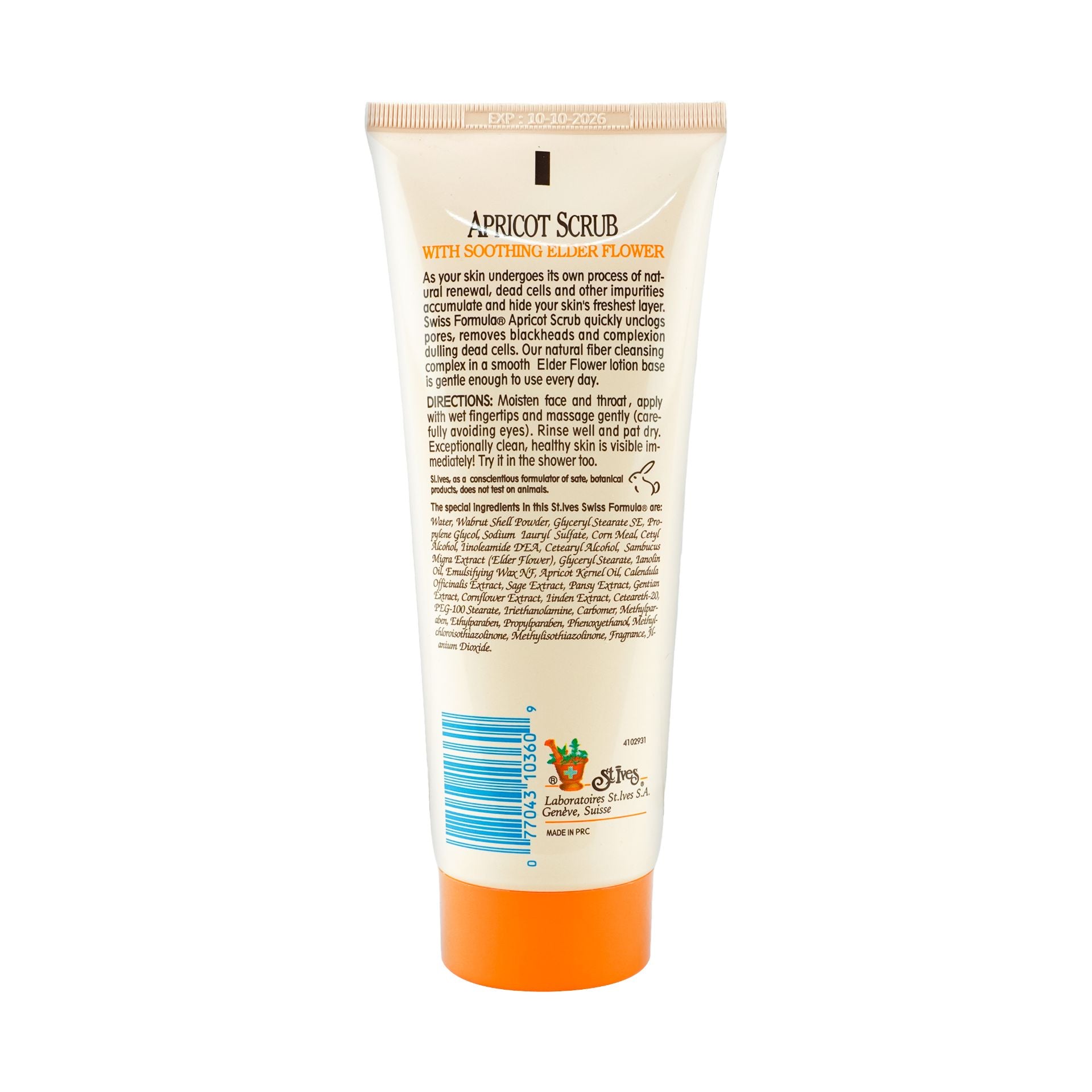 St. Ives Swiss Formula Apricot Scrub with Soothing Elder Flower Back 160g