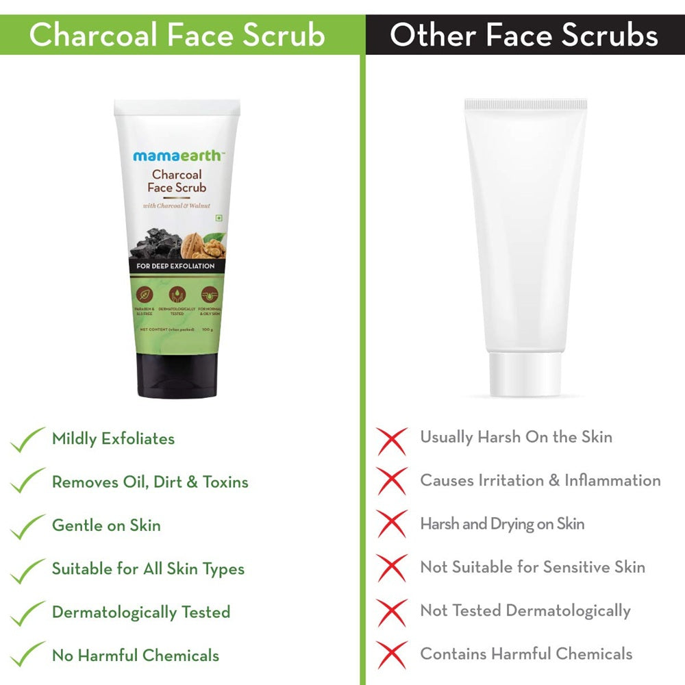 Mamaearth Charcoal Face Scrub – Deep Exfoliation with different between others