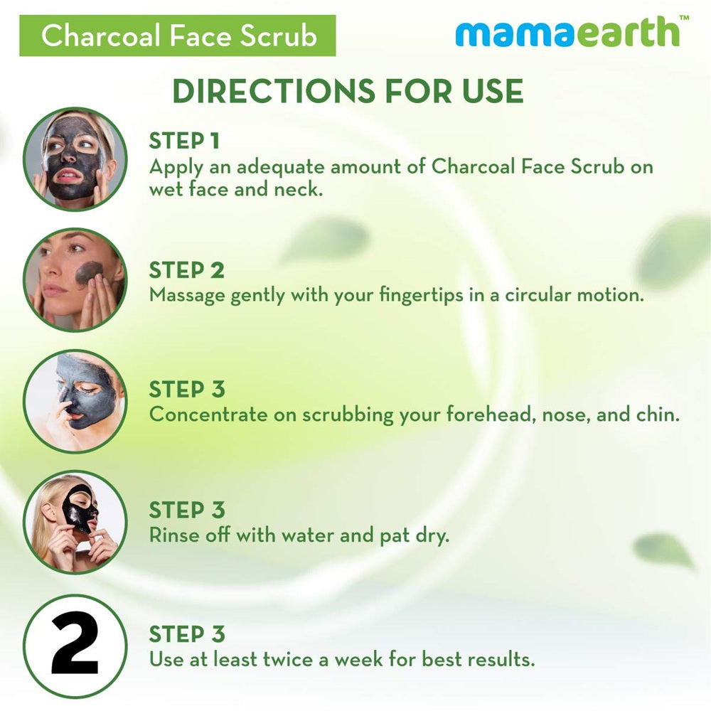 Mamaearth Charcoal Face Scrub – Deep Exfoliation with directions for the uses