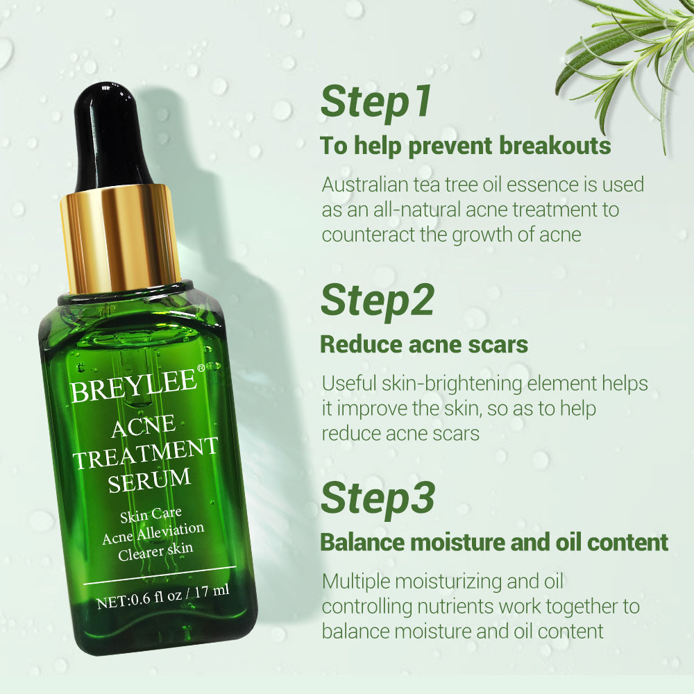 Breylee Acne Treatment Serum 17ml bottle – acne control and clear skin formula with tea tree oil