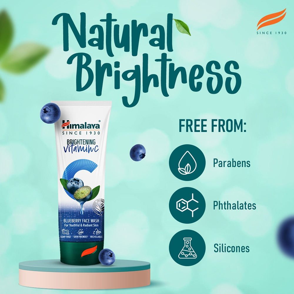 Himalaya Brightening Vitamin C Blueberry Face Wash – Daily Cleanser with Blueberry Extract