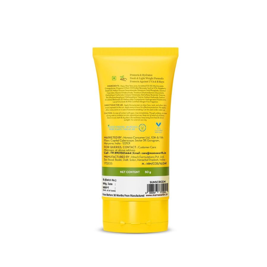 Hydra Gel Indian Sunscreen SPF 50 PA++++ tube back view