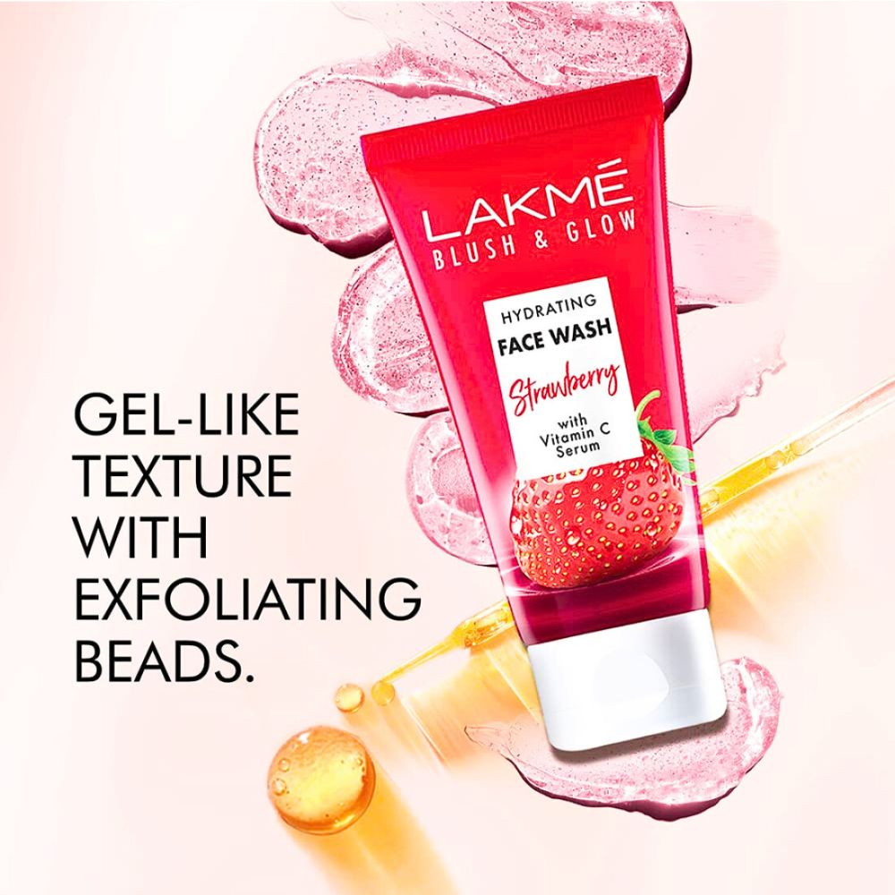 Lakmé Blush & Glow Strawberry Hydrating Face Wash with Vitamin C Serum 100g (BD)