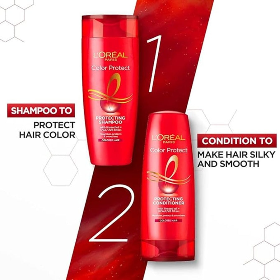 L’Oréal Paris Color Protect Protecting Shampoo bottle for colored hair with linseed oil and UV filters with conditioner