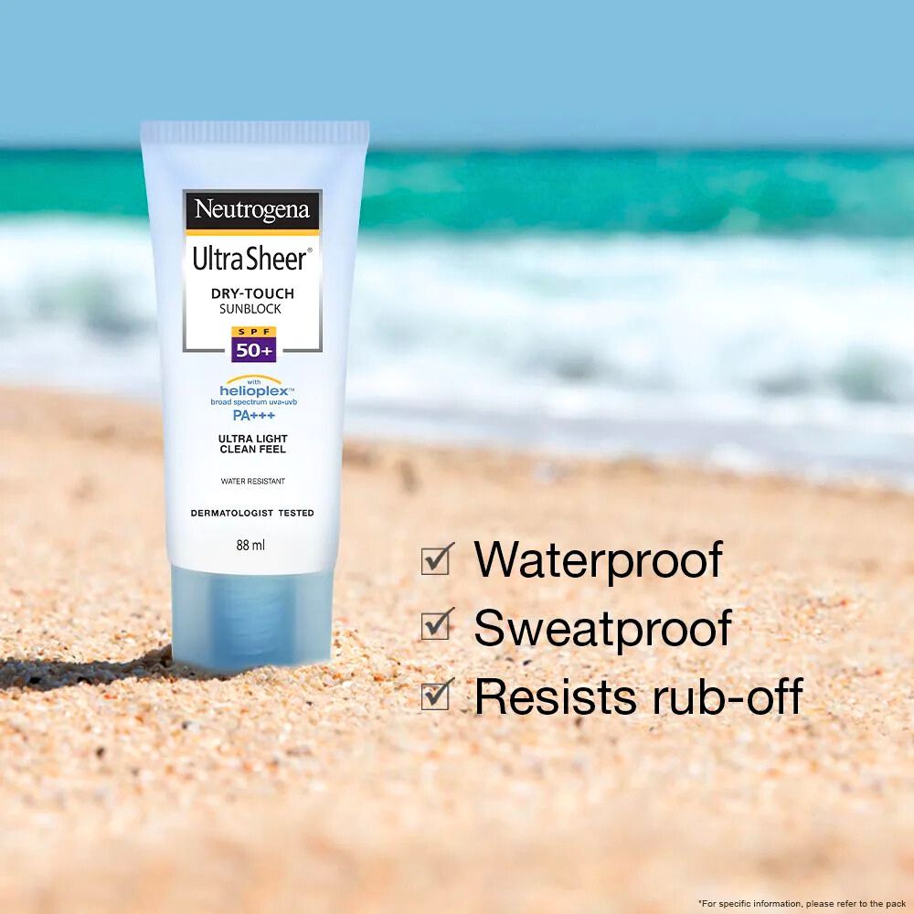 Neutrogena Ultra Sheer Dry Touch Sunblock SPF 50+ Waterproof Sweatproof Resist rub off