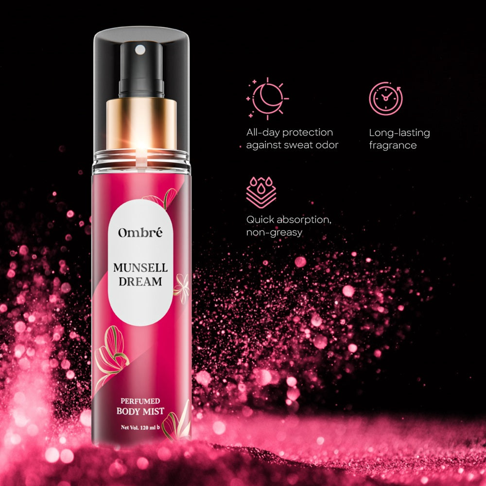 Ombre Body Mist Perfumed-Munsell Dream Benefits of longlasting fragrance with quick absorption non greasy