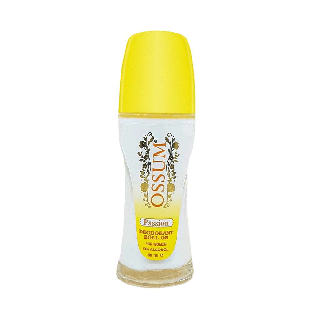 Ossum Passion Deodorant Roll On for Women, 50ml, yellow cap, 0% alcohol