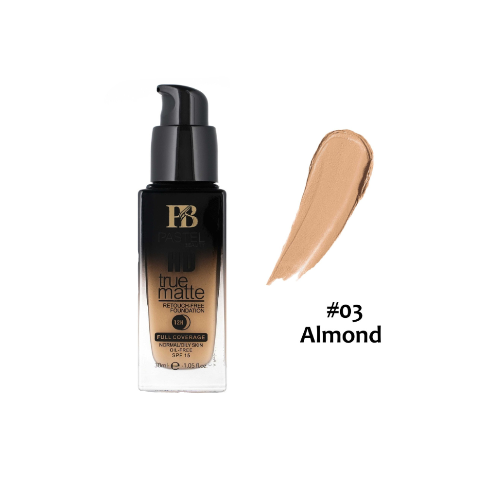 Pastel Beauty HD True Matte Retouch Free Foundation Almond 03