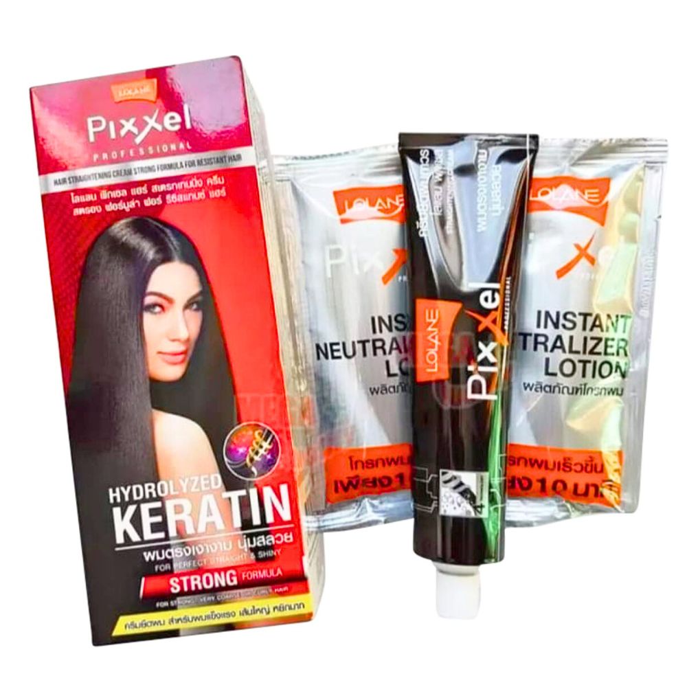 Lolane Pixxel Professional Hair Straightening Cream Strong Formula Hydrolyzed Keratin 110g