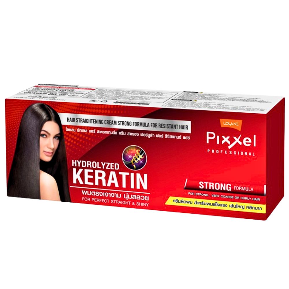 Lolane Pixxel Professional Hair Straightening Cream Strong Formula Hydrolyzed Keratin 110g