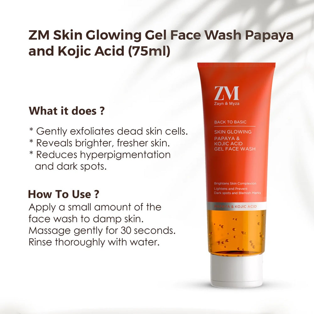 Zayn & Myza Skin Glowing Papaya & Kojic Acid Gel Face Wash – Brightening Cleanser with some details