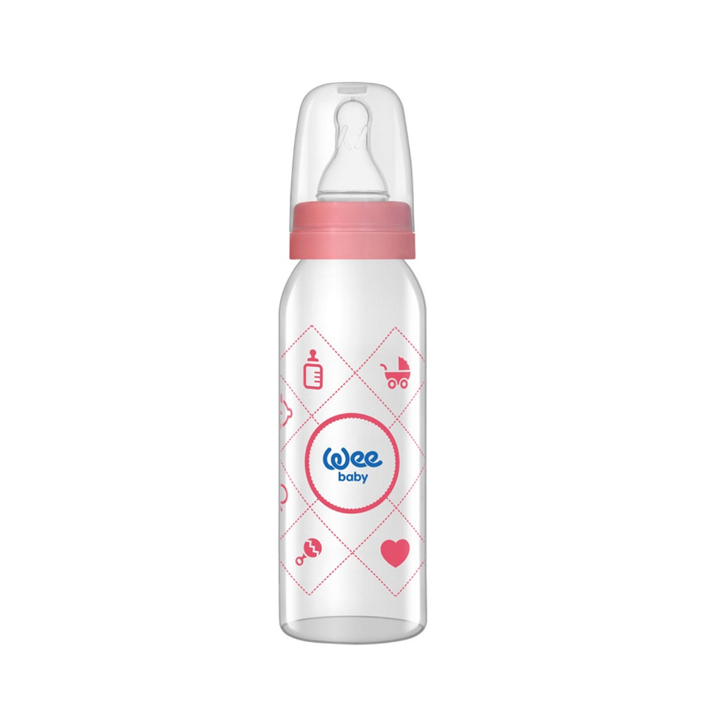 Wee Baby Classic Glass Feeding Bottle Baby Pink 250ml BD