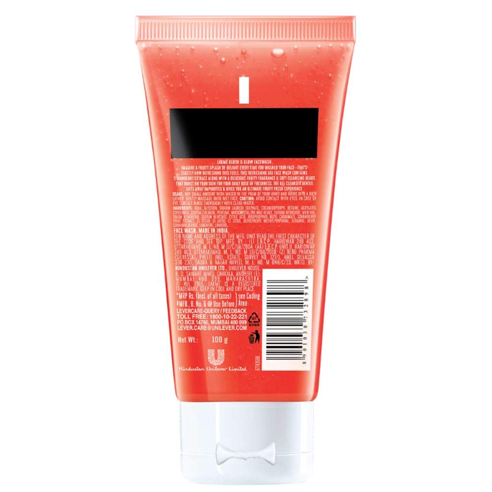 Lakmé Blush & Glow Strawberry Hydrating Face Wash with Vitamin C Serum 100g (BD)