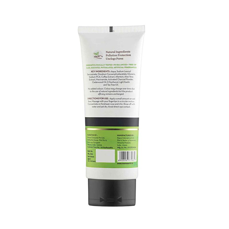Mamaearth Charcoal Face Wash for Oil Control back view indian