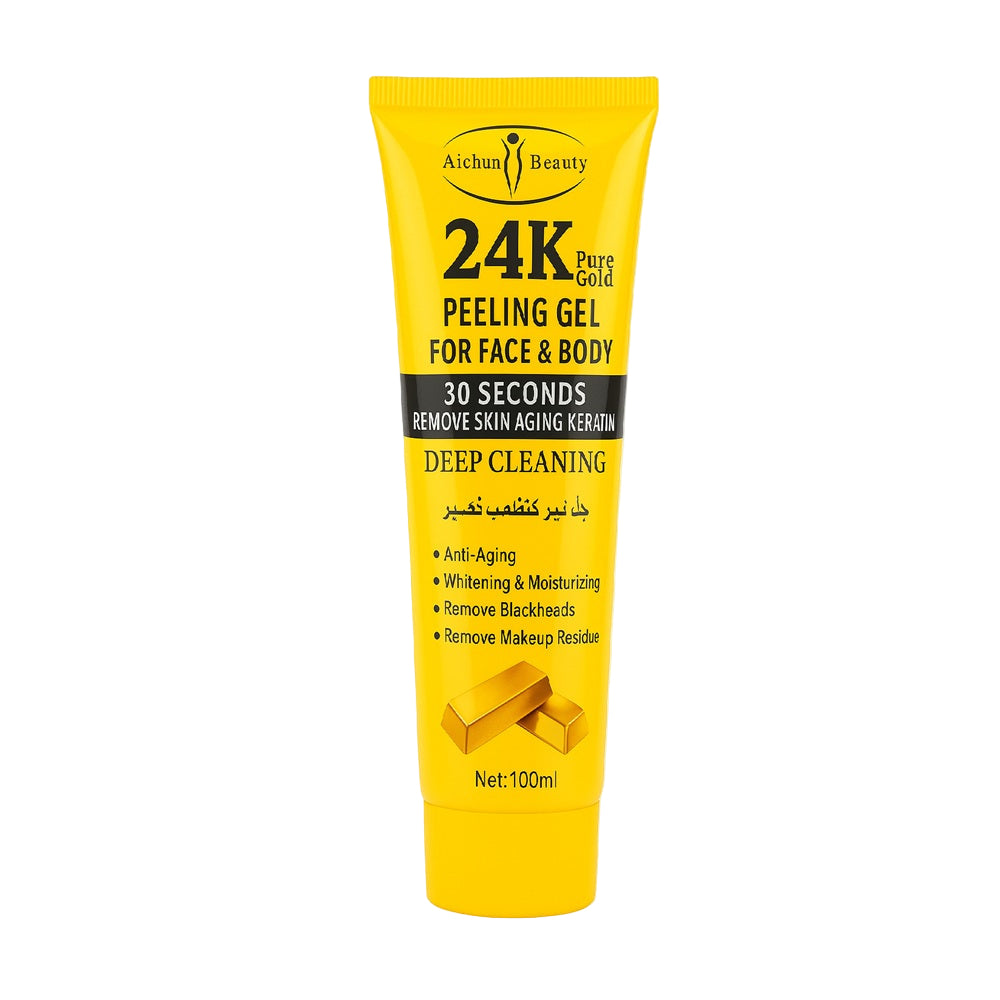 Aichun Beauty 24K Pure Gold Peeling Gel for Face & Body – Anti-Aging, Whitening, Moisturizing, Blackhead Removal & Deep Cleansing, 100ml tube