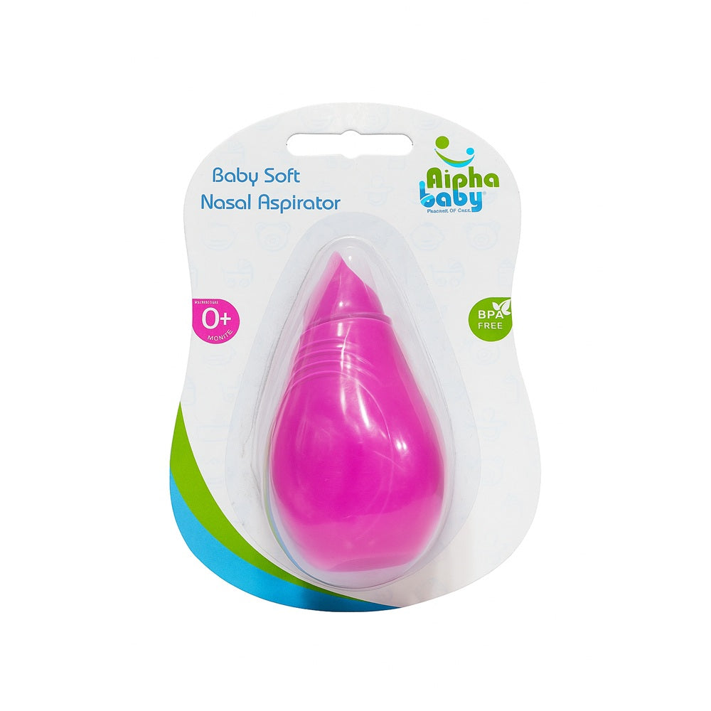 Alpha Baby Soft Nasal Aspirator – BPA-Free Newborn Nasal Cleaner in Pink Packaging

