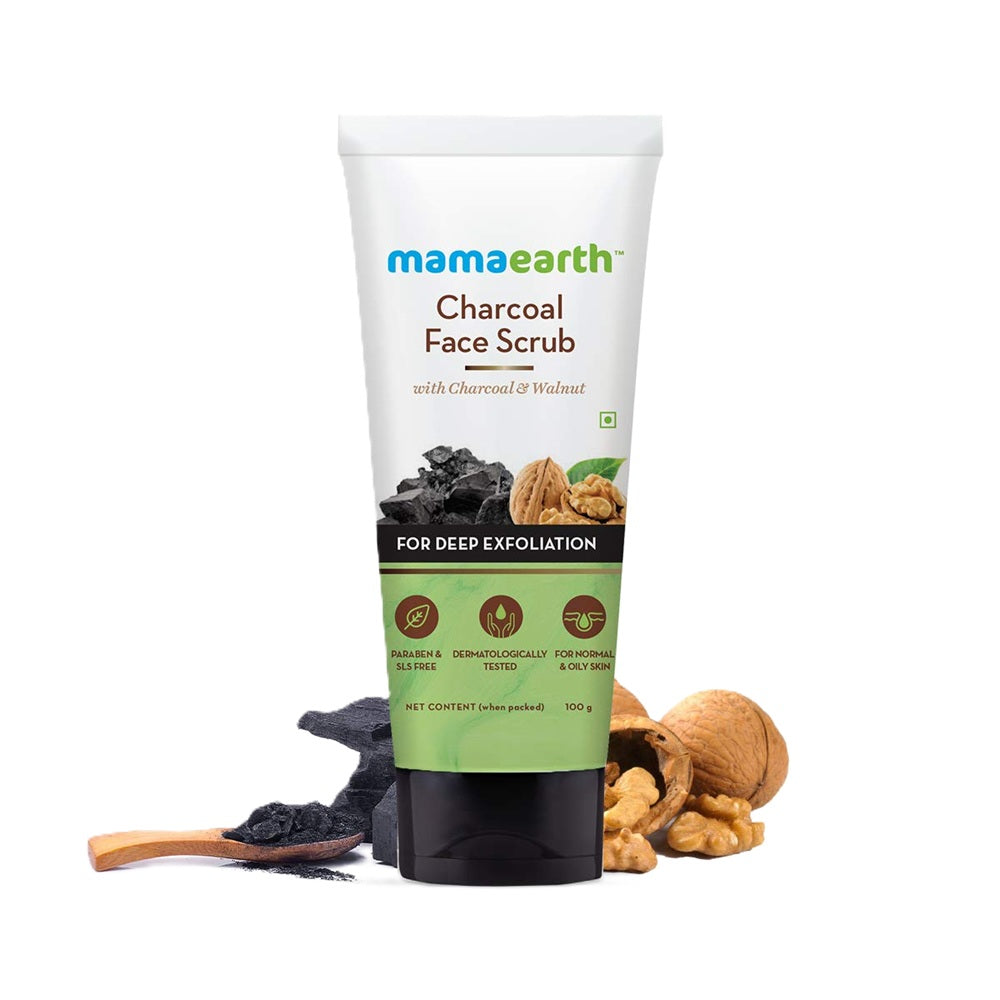 Mamaearth Charcoal Face Scrub – Deep Exfoliation with Activated Charcoal & Walnut Beads

