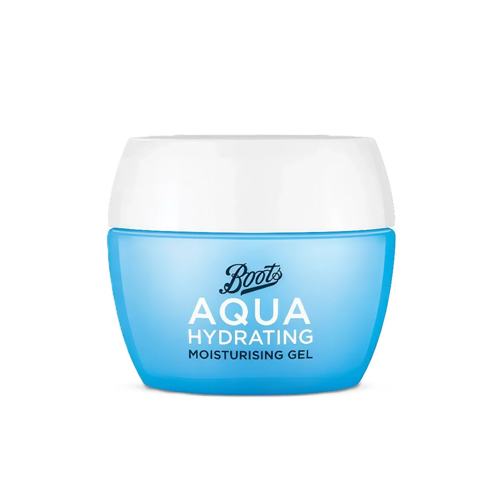 Boots Aqua Hydrating Moisturising Gel Cream – 72H Lightweight Hydration in Blue Jar with Box

