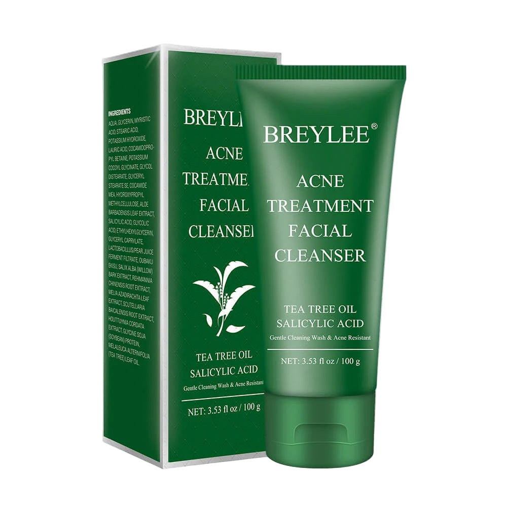 Side view of Breylee Acne Treatment Cleanser bottle