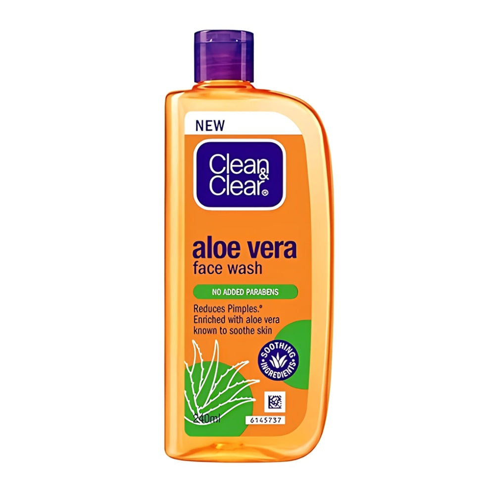 Clean & Clear Aloe Vera Face Wash 100ml Bottle – Soothing, Oil-Free Formula with No Added Parabens

