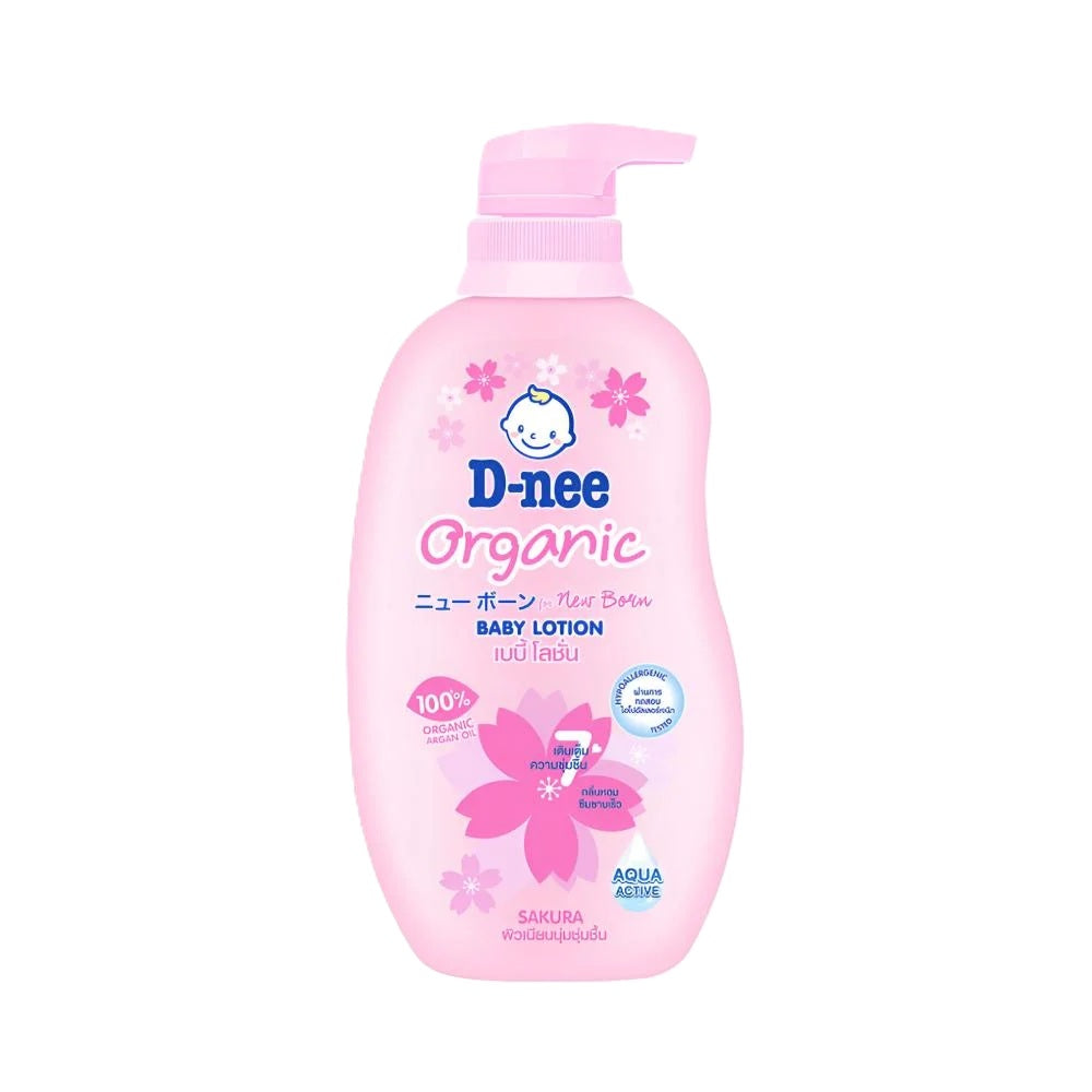 D-nee Organic Sakura Baby Lotion pump bottle for newborn baby soft skin care