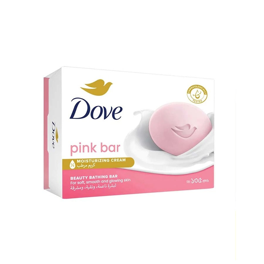 Dove Pink Beauty Bar with moisturizing cream – gentle bathing soap for soft and glowing skin