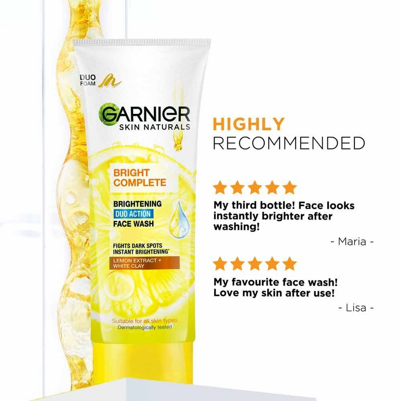 Garnier Bright Complete Brightening Duo Action Face Wash 100ml