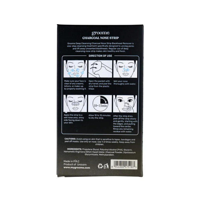 Groome Black Head Remover Charcoal Nose strips 6 pieces