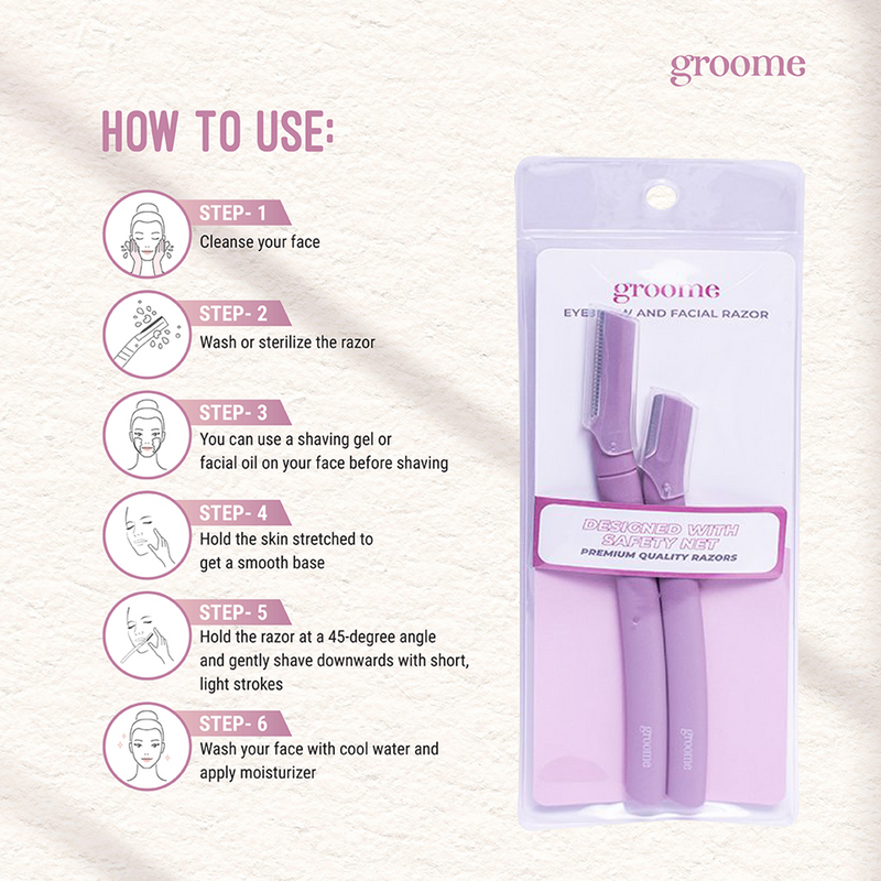 Groome Eyebrow & Facial Razor Light Purple