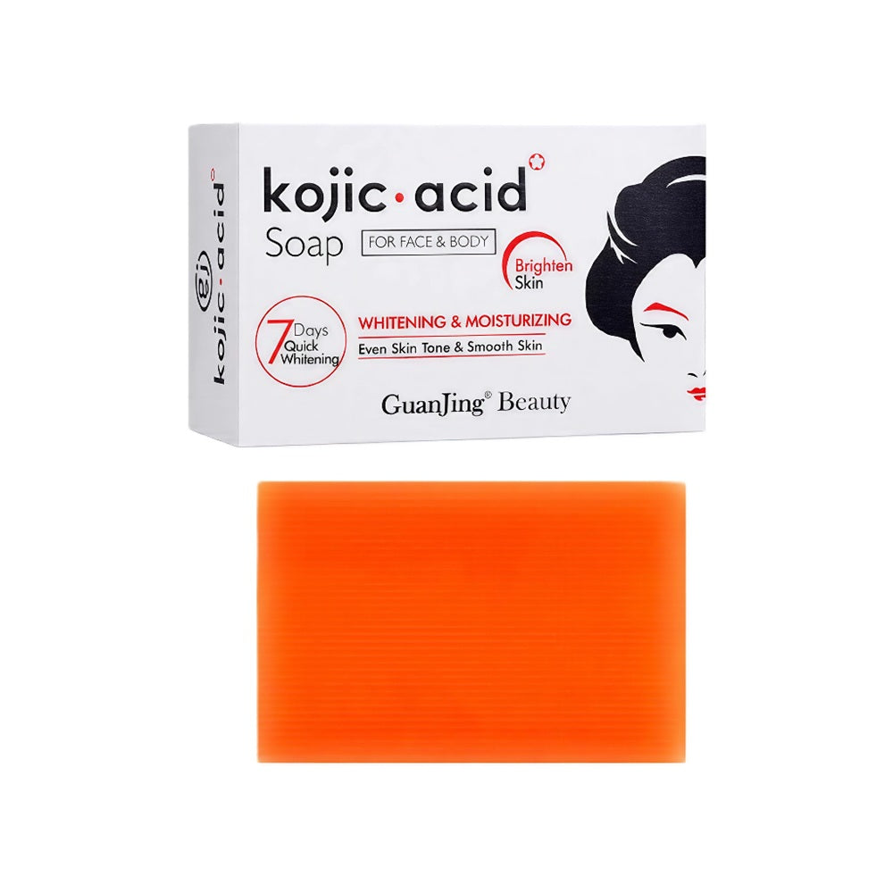 Guanjing Kojic Acid Whitening & Moisturizing Soap 120g – Brightening Orange Soap Bar with Box

