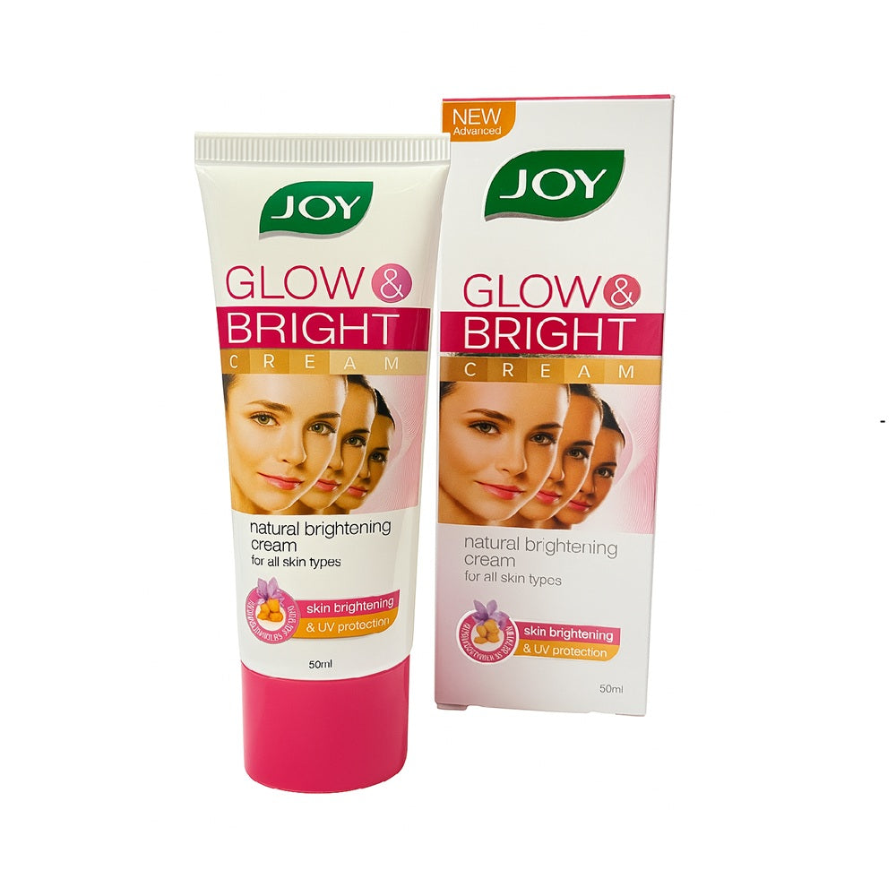 Joy Glow & Bright Natural Brightening Cream 50ml tube and box – skin brightening and UV protection for all skin types

