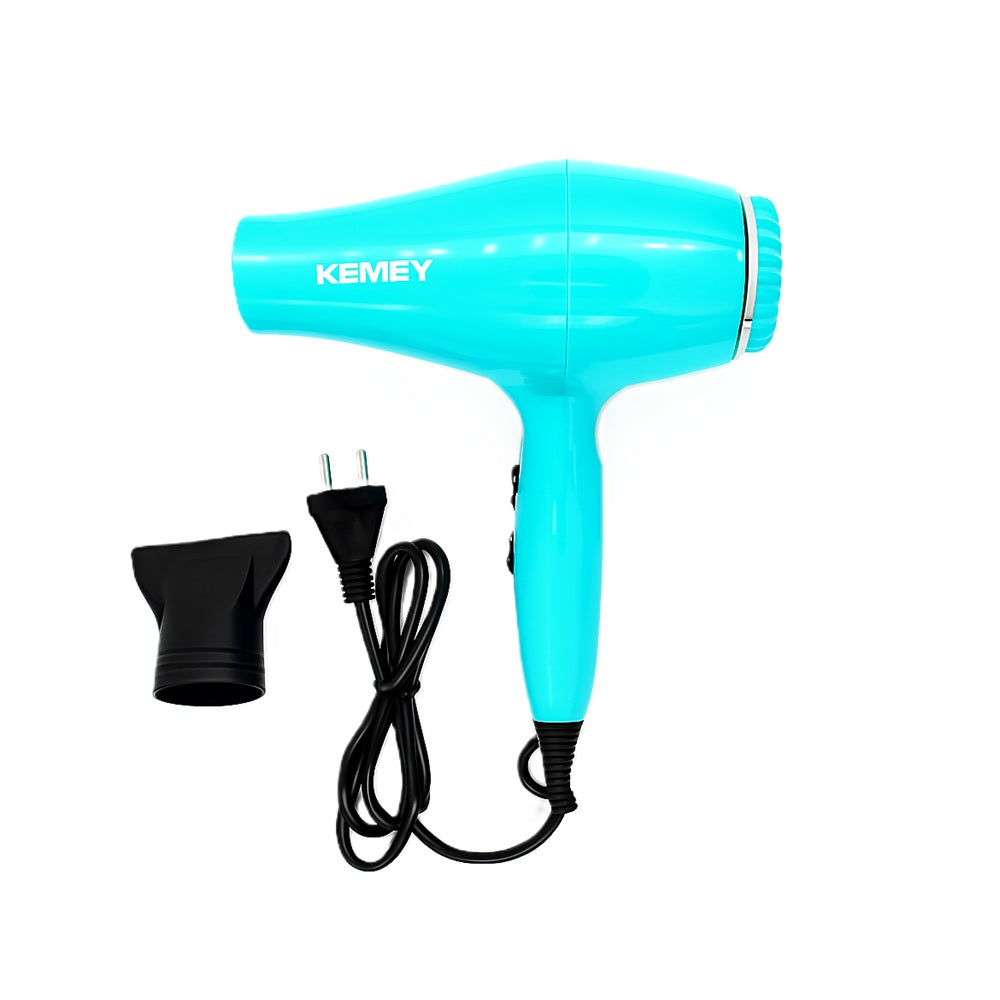 KEMEY turquoise hair dryer with concentrator nozzle and power cord 