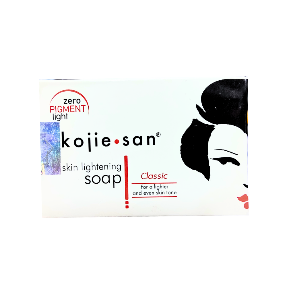 Kojie San Skin Lightening Soap Classic box packaging with Zero Pigment Light technology