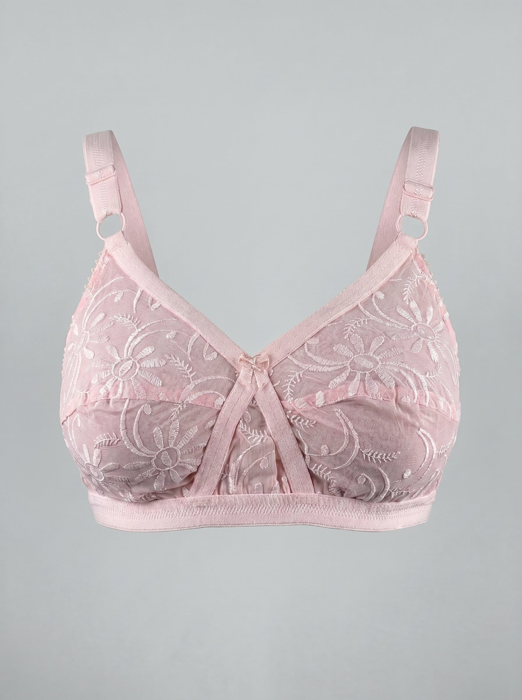Pink lace bra on a gray background #color_pink