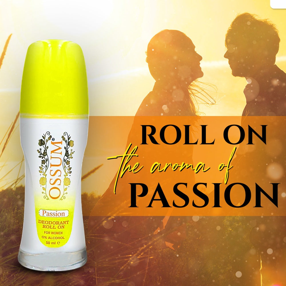 Ossum Passion Deodorant Roll On for Women, 50ml, yellow cap