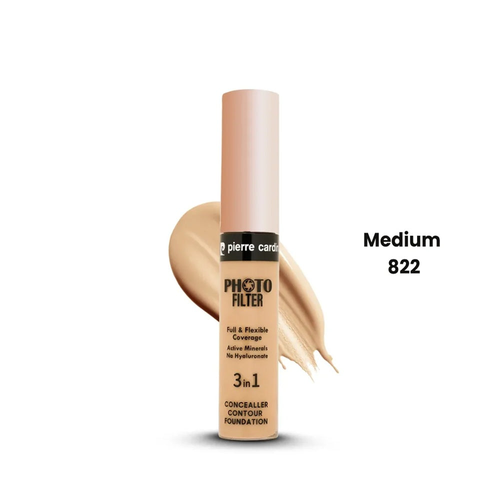 Pierre Cardin Photo Filter 3-in-1 Concealer Contour Foundation bottle Medium 822