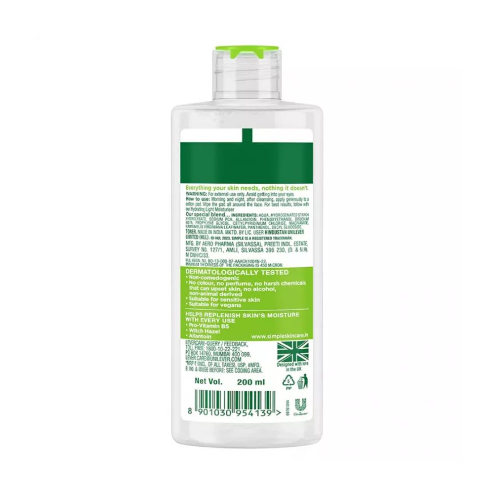 Simple Soothing Facial Toner Bottle Back View