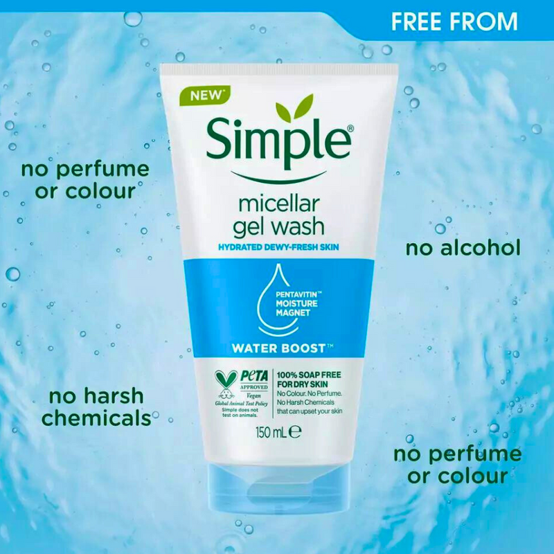 Simple Water Boost Micellar Facial Gel Wash 150ml