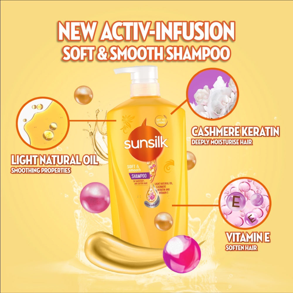 Sunsilk Soft & Smooth Co Creation Shampoo in the ingredient with vitamin, natural oil and Cashmer keratin