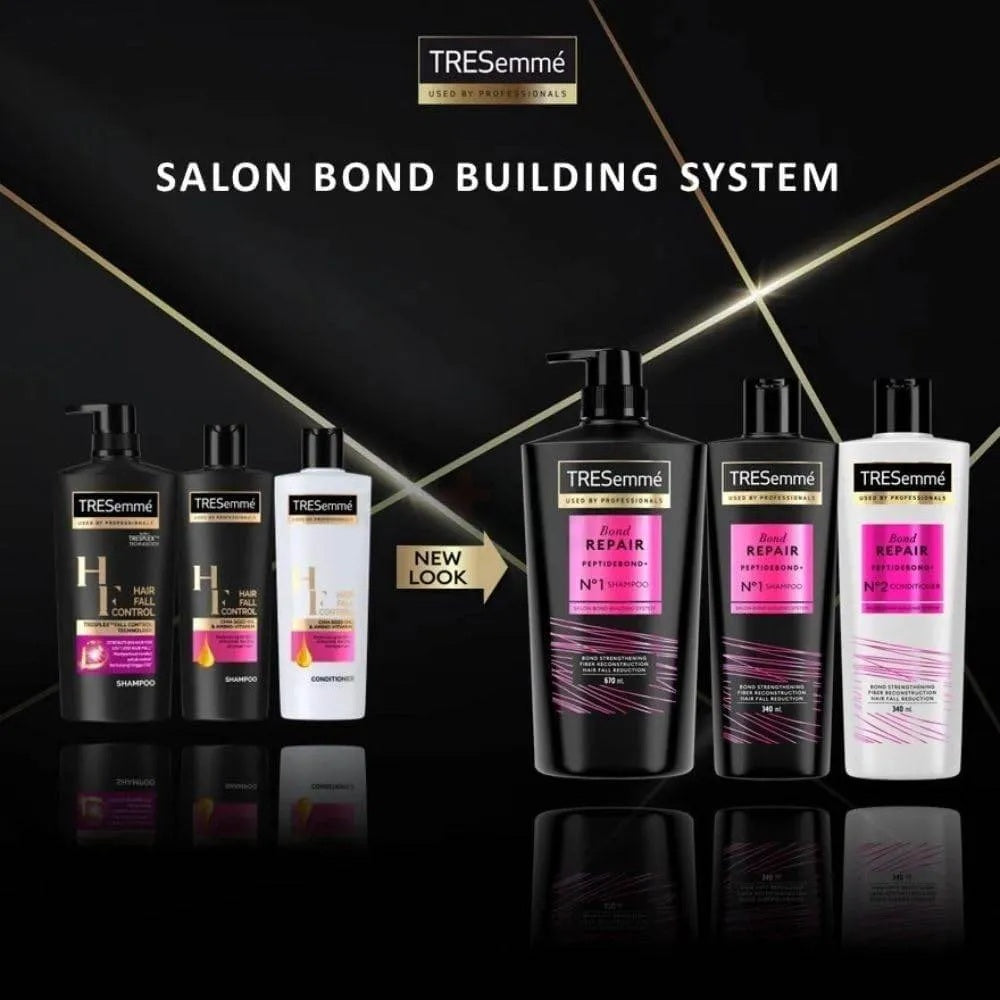 TRESemmé Bond Repair PeptideBond™ Shampoo between old and new looks design