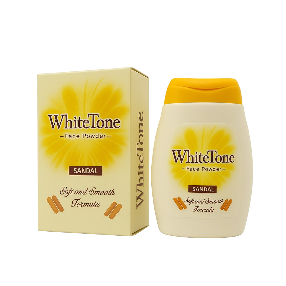 WhiteTone Face Powder Sandal – Compact Bottle with Yellow Cap for Soft & Smooth Skin