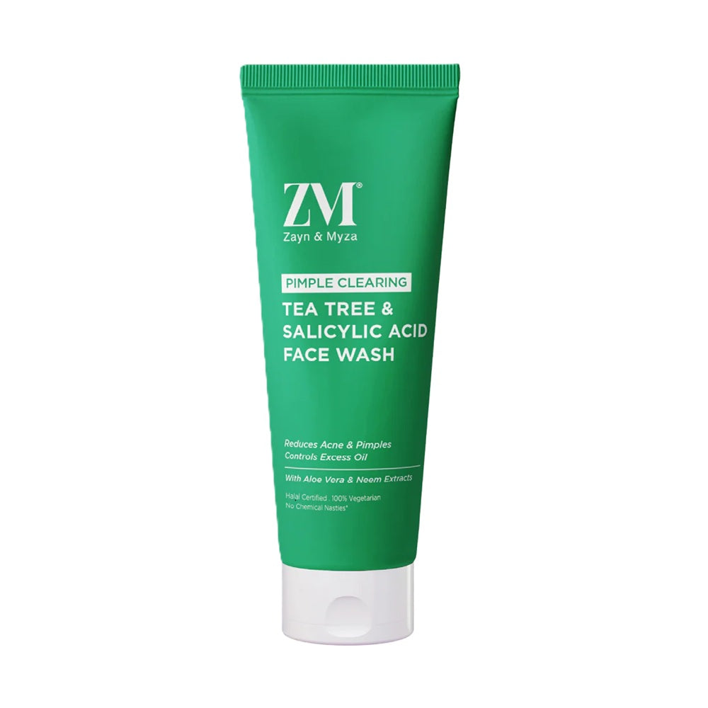 Zayn & Myza Tea Tree & Salicylic Acid Face Wash – Green Tube for Pimple Clearing and Oil Control
