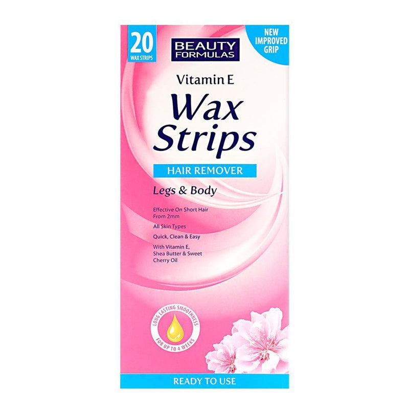 Beauty Formula Vitamin E Wax Strips Hair Removal for Legs & Body 20ea