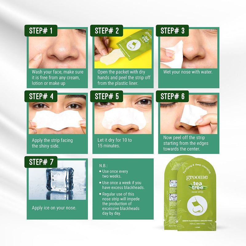 Groome Tea Tree Purifying & Deep Cleansing Nose Strips 6 BD