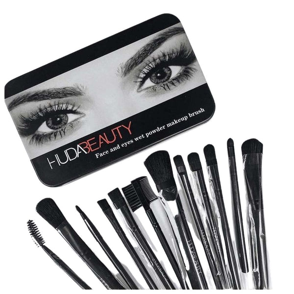 Huda Beauty Face and Eyes Wet Powder Makeup Brush Set 12p BD