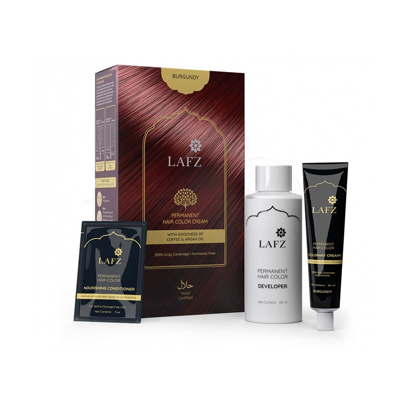 Lafz Permanent Hair Color Cream Natural Burgundy 60ml+60ml+10ml BD