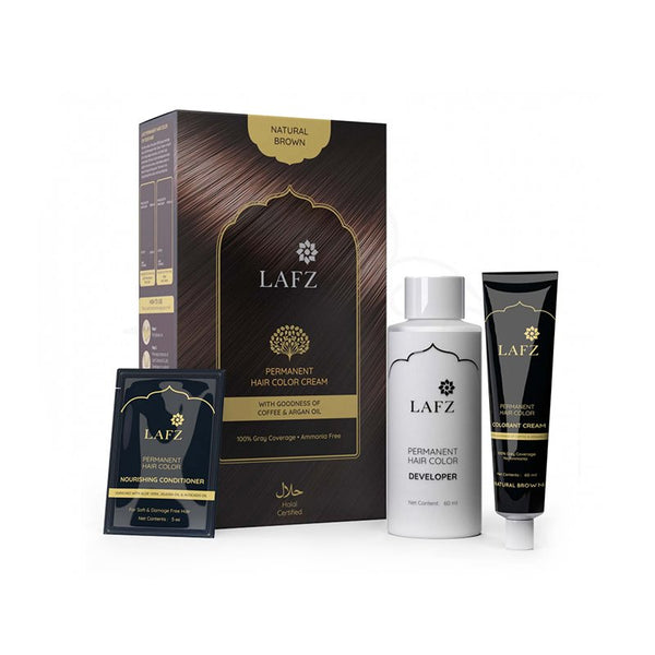 Lafz Permanent Hair Color Cream Natural Brown 60ml+60ml+10ml BD