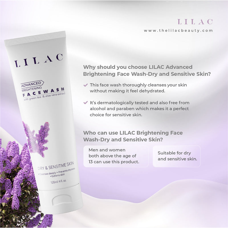 Lilac Brightening Face Wash Dry & Sensitive Skin 120ml BD